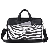Zebra Print Laptop Case – PU Leather Waterproof Briefcase for 13–15" Laptops