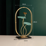 Modern Ginkgo Leaf Metal Art Decor – European Oval Crystal Base Sculpture