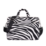 White Zebra Striped Waterproof Laptop Bag – Fits 13"–15" with Front Pocket