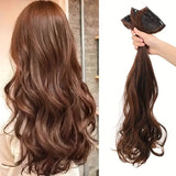 Volumizing Curly Hair Extensions for Women – Three-Piece Seamless Wavy Wig Set (Light Brown)