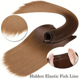 Invisible Straight Hair Extension Piece – Adjustable Fish Line Long Wig for Women (About 24 inches)