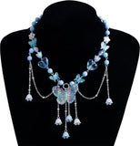 Butterfly Pearl Choker Necklace – Trendy Beaded Clavicle Chain for Women