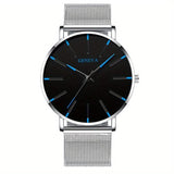 Minimalist Men's Fashion Ultra Thin Watch with Stainless Steel Mesh Belt