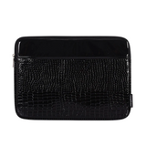 Black Laptop Sleeve with Crocodile Pattern – Waterproof, Shock-Resistant PU Leather Case