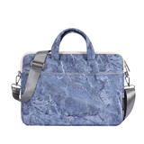 Blue Stone Marble Waterproof Laptop Bag – Fits 13" to 15" – Briefcase Style with Front Pocket