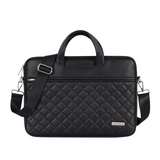 Diamond-Quilted Black PU Laptop Bag – Shock‑Resistant 13‑15″ Briefcase