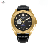 PRECIOUS DUKE Men's Moon Phase Quartz Watch – Leather Strap, Calendar