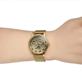 T-WINNER Men's Mechanical Skeleton Watch – Classic Stainless Steel Mesh Band Timepiece