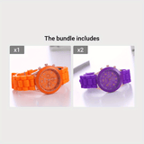 Stylish Round Quartz Watch with Triple Dial & Silicone Band – Unisex Sports Wristwatch