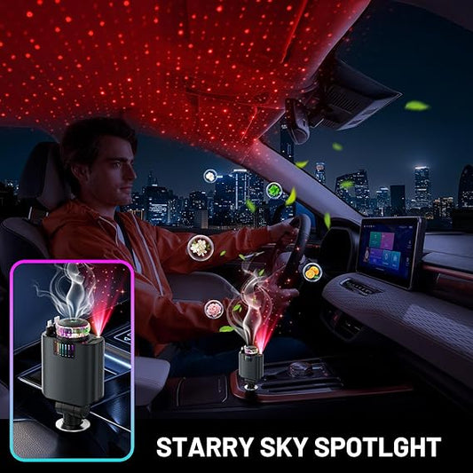 180W Fast Car Charger – 4-in-1 Smart Charging Adapter with Starry Sky Light & Aromatherapy Design
