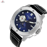 PRECIOUS DUKE Men's Moon Phase Quartz Watch – Leather Strap, Calendar