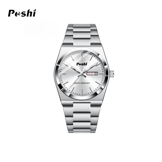 POSHI Men’s Stainless Steel Quartz Watch – Waterproof, Luminous, Ultra-Thin Design