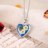Handmade Heart-Shaped Copper Necklace – Forget-Me-Not Pendant