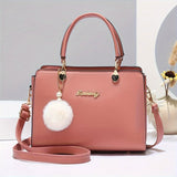 Faux Leather Solid Color Satchel Handbag