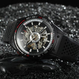 T-Winner Men’s Automatic Mechanical Watch – Rubber Strap Skeleton Dial Timepiece
