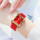 Sanda Women’s Leather Quartz Watch – Waterproof Small Dial Casual Square Fashion Watch