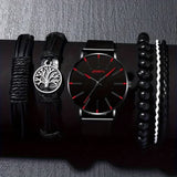 5pcs Men's Casual Quartz Watch & Bracelet Set