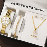 6pcs Women's Minimalist Quartz Watch & Jewelry Set – Gift for Mom