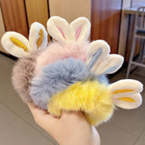 4pcs Cute Plush Rabbit Ears Scrunchie Hair Ties