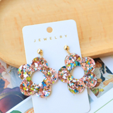 Pink Acrylic Flower Earrings for Women – Korean Style Heart Jewelry
