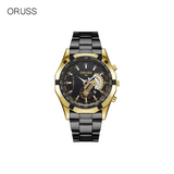 ORUSS Men’s Large Dial Quartz Watch – Fashion Steel Band, Calendar Display
