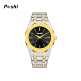 POSHI Men’s Business Quartz Watch – Calendar & 24-Hour Display, Stainless Steel