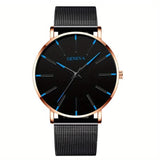 Minimalist Men's Fashion Ultra Thin Watch with Stainless Steel Mesh Belt