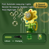Rechargeable Seven-Color Flower Bubble Machine – Electric Swing Toy with Lights