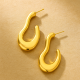 Gold Stainless Steel Wavy Hoop Earrings for Women – Non-Fading Luxury Jewelry