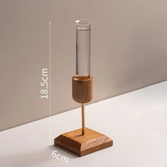 Modern Wooden Test Tube Vase – Minimalist Hydroponic Flower Arranger