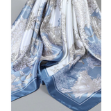 Quecy Women's Elegant Floral Square Scarf – Lightweight Silk Feel Accessory
