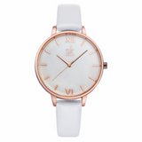SK Women’s Quartz Leather Watch – Large Dial, Waterproof Casual Fashion Wristwatch
