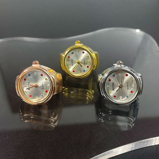 BOZHI Women's fashionable Rhinestone Ring Watch – Quartz Finger Watch