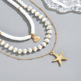 Coastal Charm Bead Mix Necklace for Women – Fashionable Alloy Jewelry
