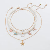 Mermaid Charm Pearl Layer Necklace for Women – Fashionable Alloy Jewelry