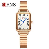 OFNS Women’s Square Quartz Watch – Elegant Roman Dial, Stainless Steel Strap
