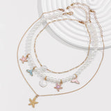 Mermaid Charm Pearl Layer Necklace for Women – Fashionable Alloy Jewelry