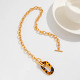 Gold Leopard Print Pendant Necklace – Trendy Geometric Chain Jewelry for Women
