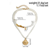 Layered Bead Shell Pendant Necklace for Women – Fashionable Alloy Jewelry