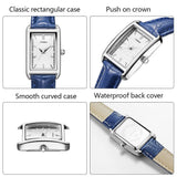 Sinobi Women's Waterproof Quartz Watch – Rectangular Dial with Leather Strap