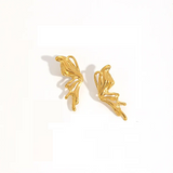 Gold Butterfly Stainless Steel Earrings for Women – Light Luxury Wing Design Jewelry