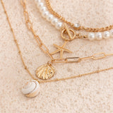 Ocean Pendant Layered Mix Necklace for Women – Fashionable Alloy Jewelry
