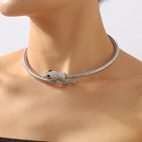 Rhinestone Snake Choker Necklace – Punk Statement Jewelry for Women
