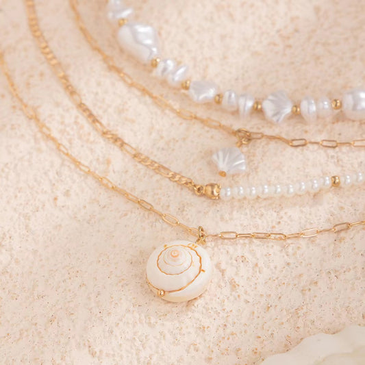 Spiral Pearl Layer Necklace for Women – Fashionable Alloy Jewelry