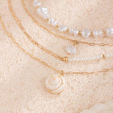 Spiral Pearl Layer Necklace for Women – Fashionable Alloy Jewelry