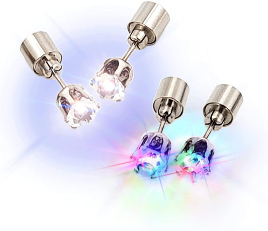 Unisex LED Light-Up Crown Earrings – Colorful Alloy Glow Jewelry for Parties & Concerts