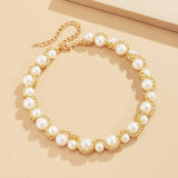 Gold-Twisted Pearl Choker Necklace – Elegant Statement Jewelry for Women