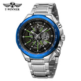 T-Winner Men’s Skeleton Automatic Mechanical Watch – Luminous Dial, Stainless Steel Strap