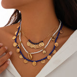 Ocean Medley Charm Cluster Necklace for Women – Fashionable Alloy Jewelry