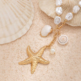 Starfish & Pearl Ocean Charm Necklace for Women – Fashionable Alloy Jewelry